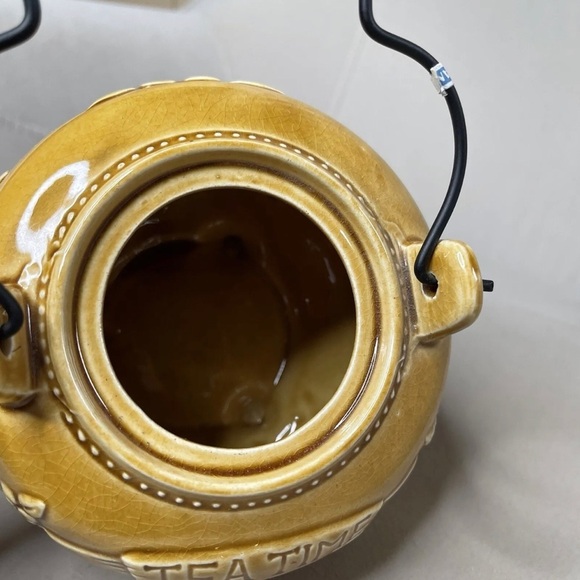 Vintage Tea Time Mustard Yellow Porcelain Teapot Kitchen Decor Floral Japan - Picture 5 of 5